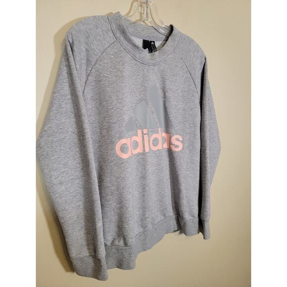 Adidas Women's Crew Neck Sweatshirt Ribbed Cuff & Hem Pullover Gray Size Medium - Picture 2 of 7